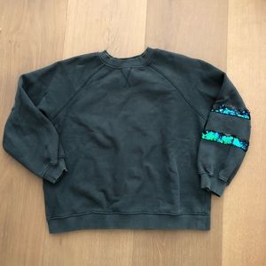 Zara kids green crewneck sweater w/ sequin detail